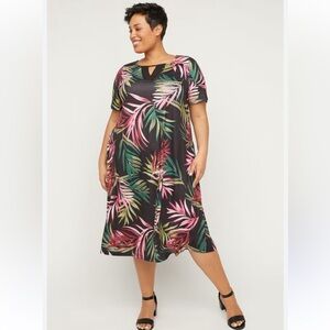 Catherines Palm Leaf A-Line Midi Dress Size 3X New with tag